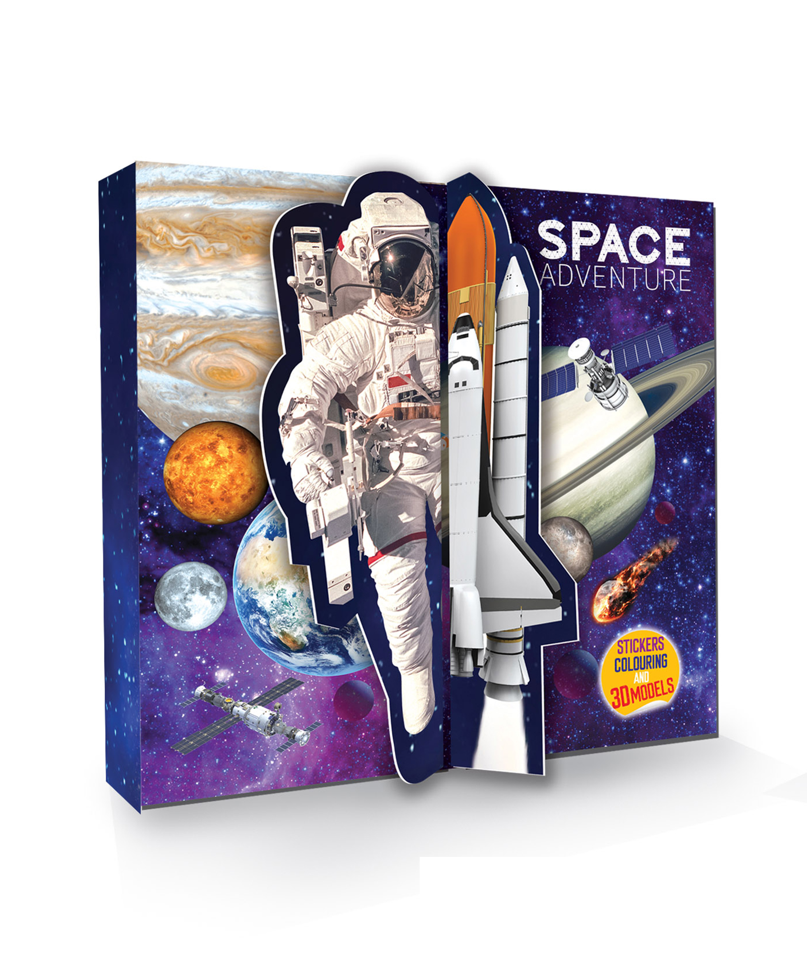 3D Model Kit with Colouring & Sticker Fun to Create Space Adventure Scene and Play